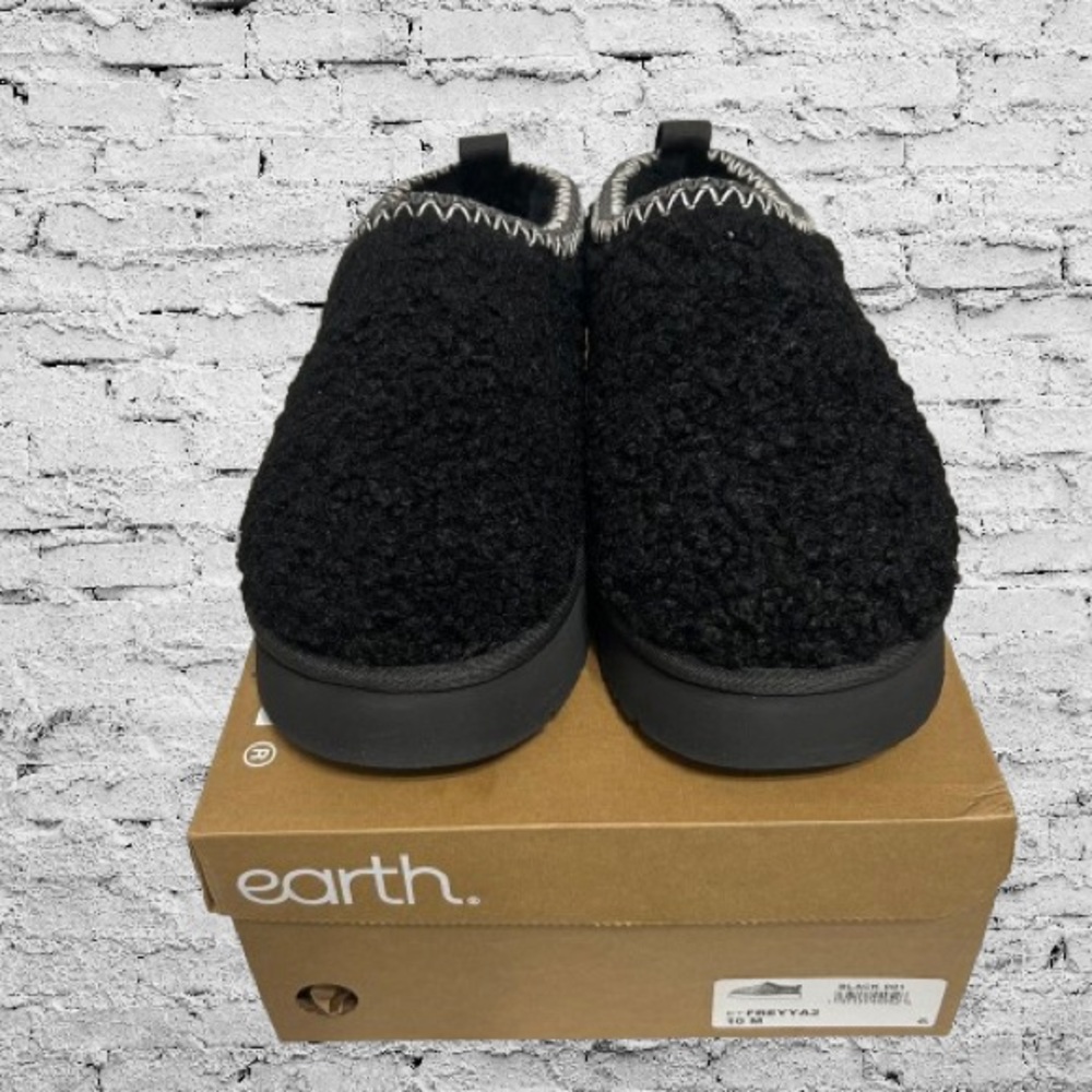 Earth Womens Freyya Platform Casual Slip-on Cozy Mules Black with detail trim 10